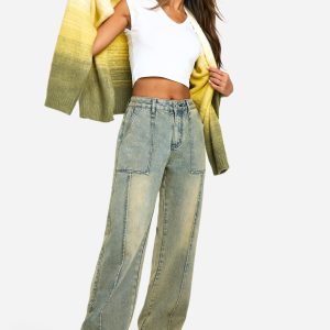 Vintage Dirty Wash Seam Detail Skater Jean