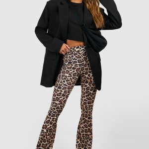 Leopard High Waist Basic Fit & Flare Trouser