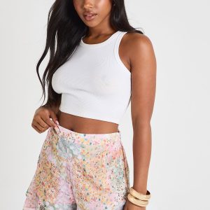 Floral Chiffon Ruffle Short