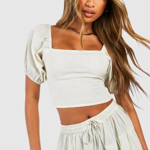 Cotton Backless Crochet Trim Crop Top