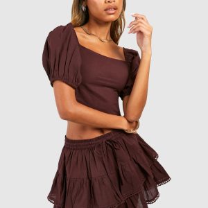 Cotton Backless Crochet Trim Crop Top