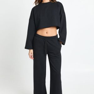 Petite Oversized Cropped Sweatshirt  Wide Leg Tracksuit
