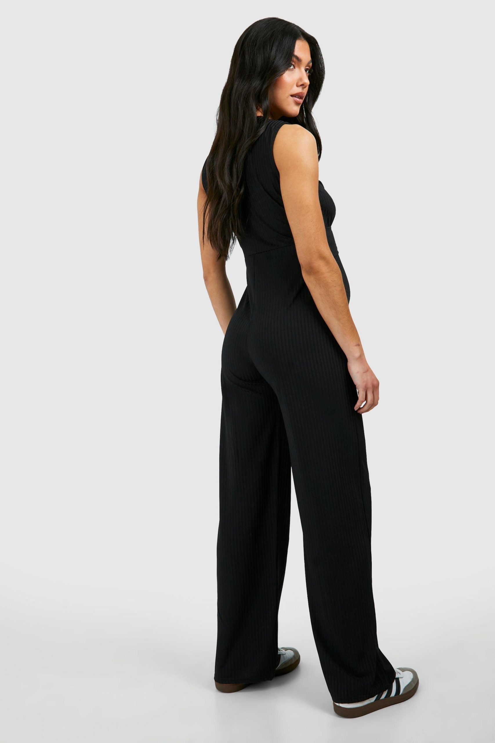 Maternity Rib Sleeveless Knot Detail Lounge Jumpsuit - Image 2