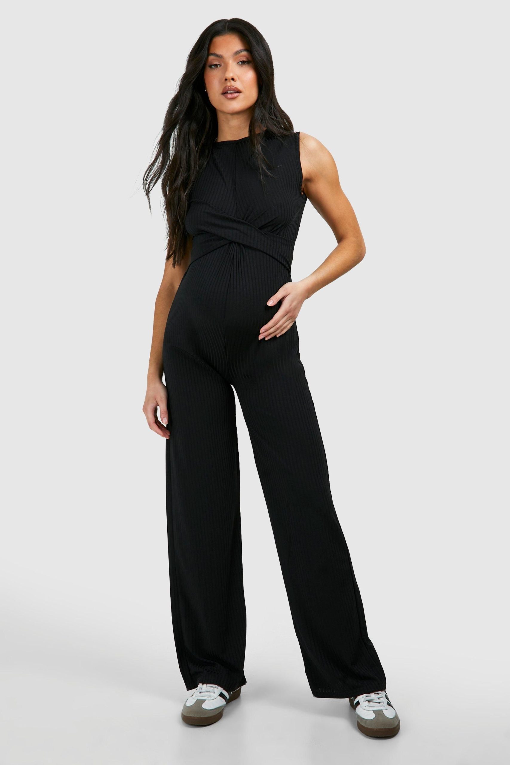 Maternity Rib Sleeveless Knot Detail Lounge Jumpsuit - Image 3