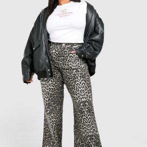 Plus Leopard Straight Leg Jean