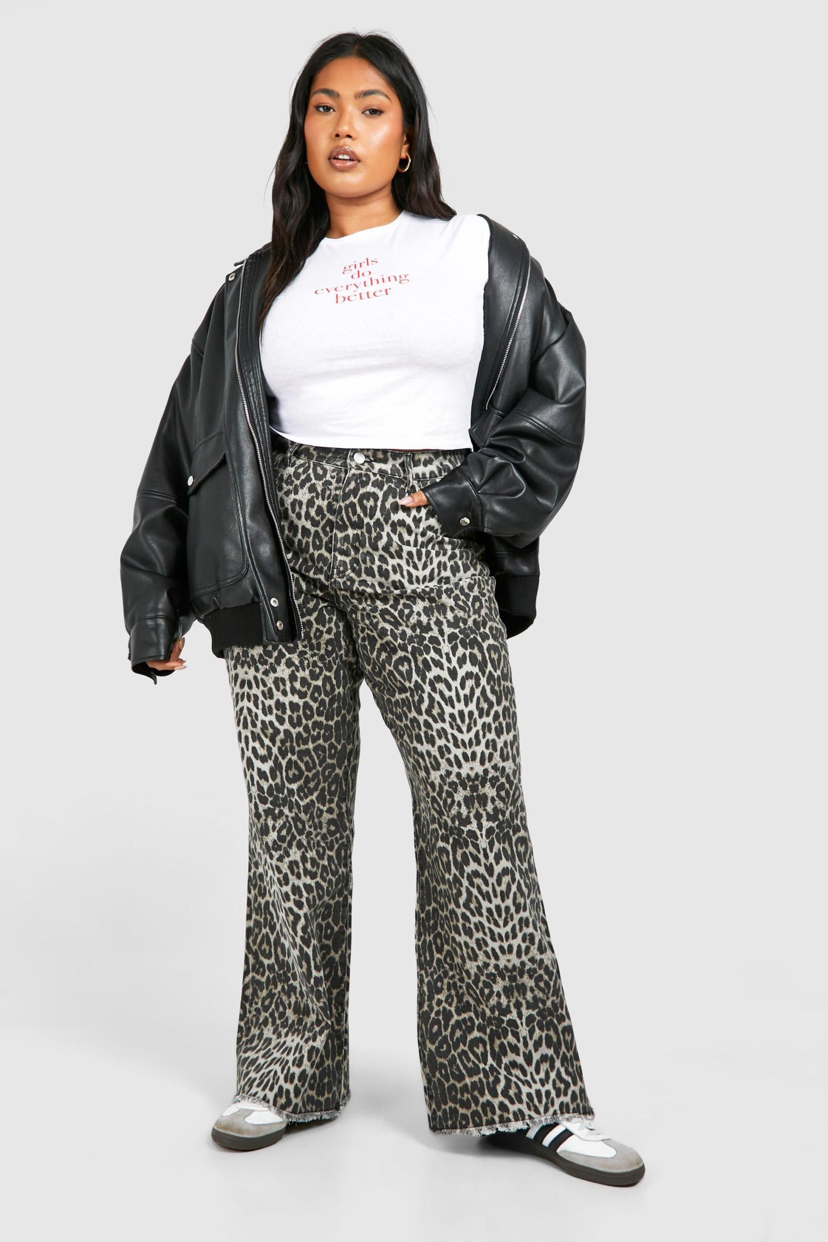 Plus Leopard Straight Leg Jean