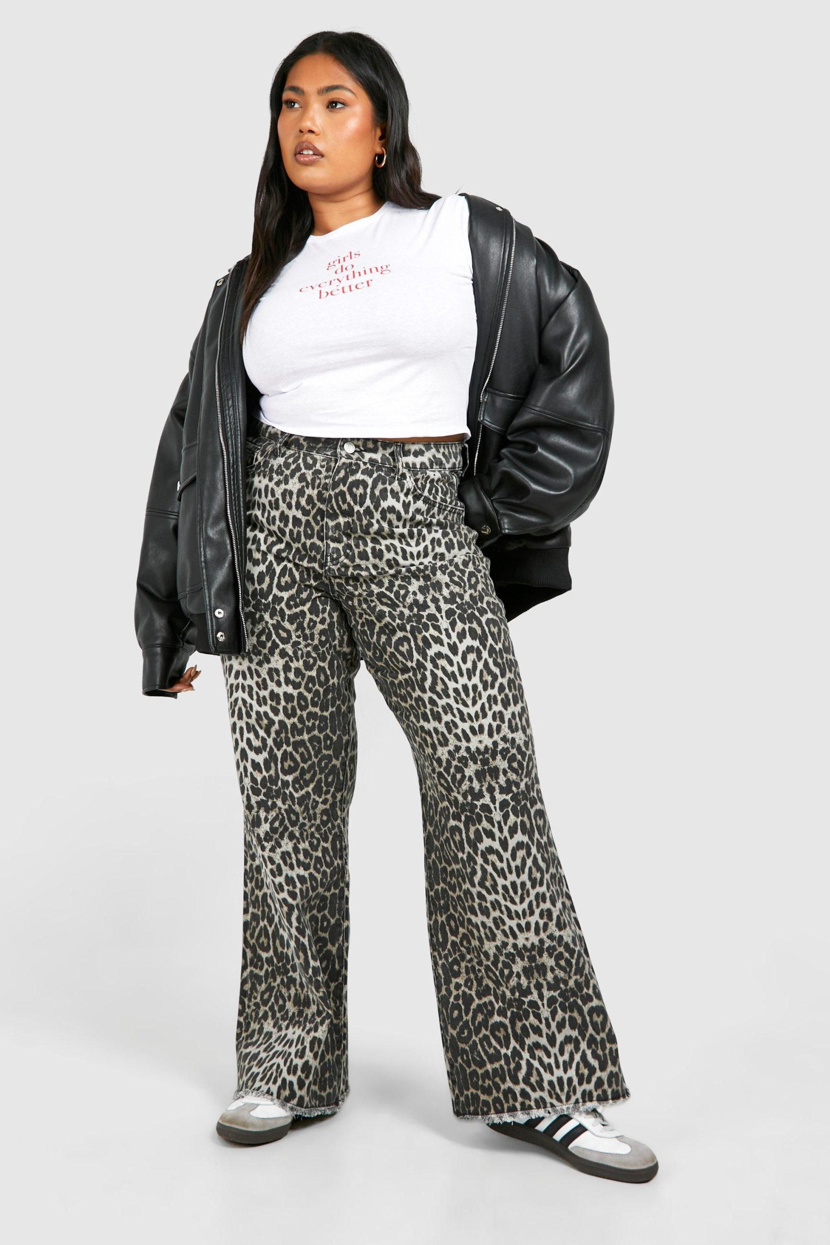 Plus Leopard Straight Leg Jean - Image 3