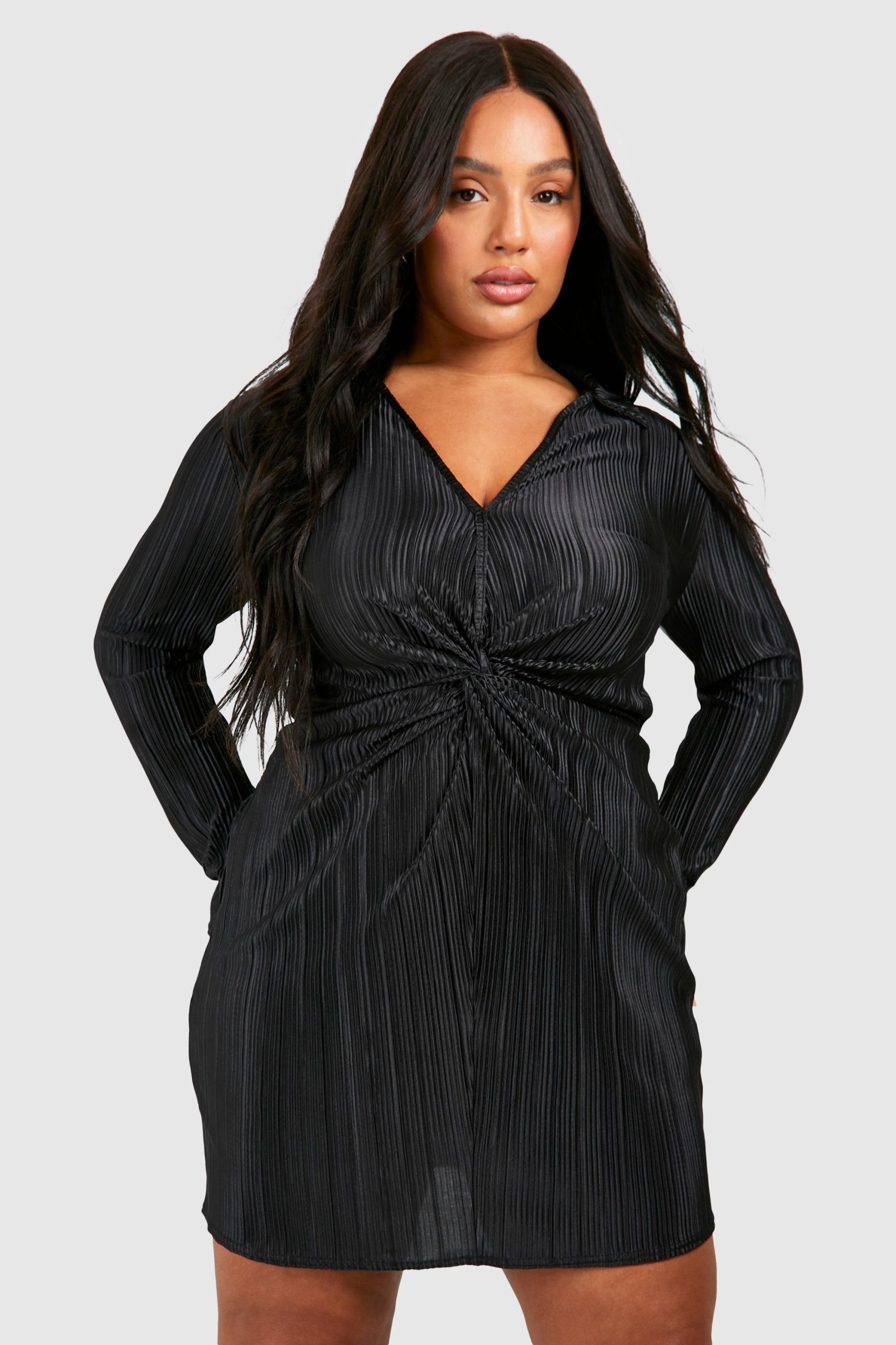 Plus Plisse Twist Front Shirt Dress - Image 3