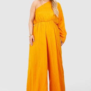 Plus Flare Sleeve Cheesecloth Jumpsuit