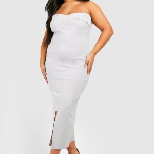 Plus Bengaline Bandeau Utility Midaxi Dress