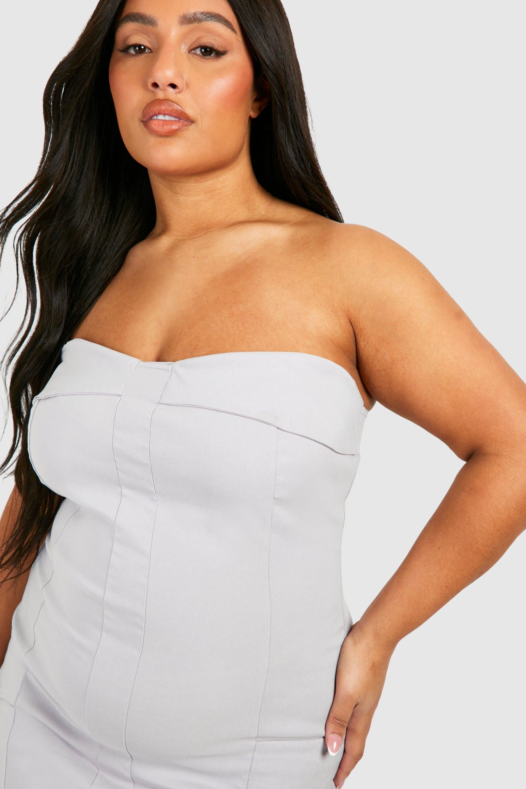Plus Bengaline Bandeau Utility Midaxi Dress - Image 4