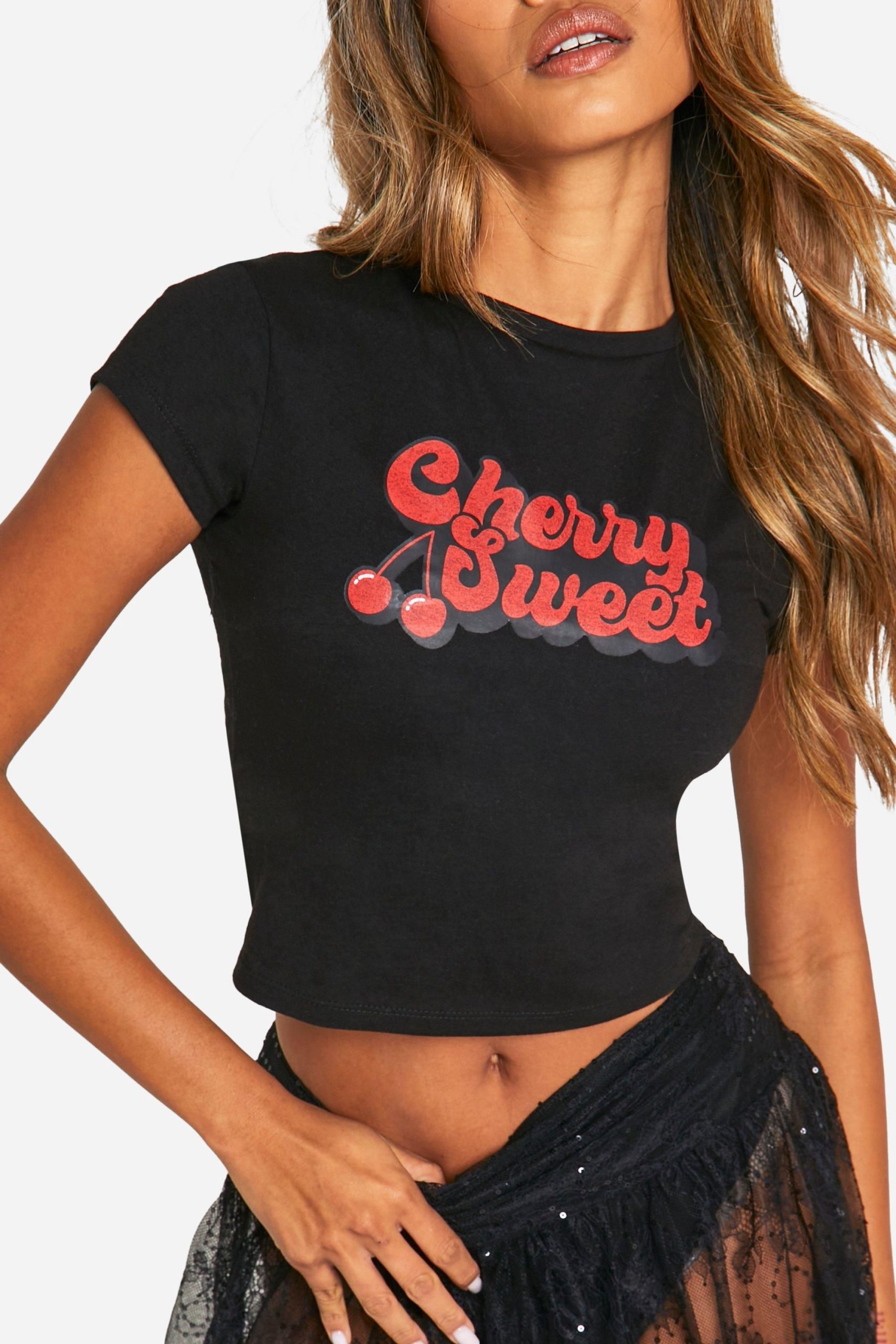 Cherry Sweet Printed Cap Sleeve Baby Tee - Image 4