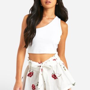 Belted Floral Cotton Mini Skirt