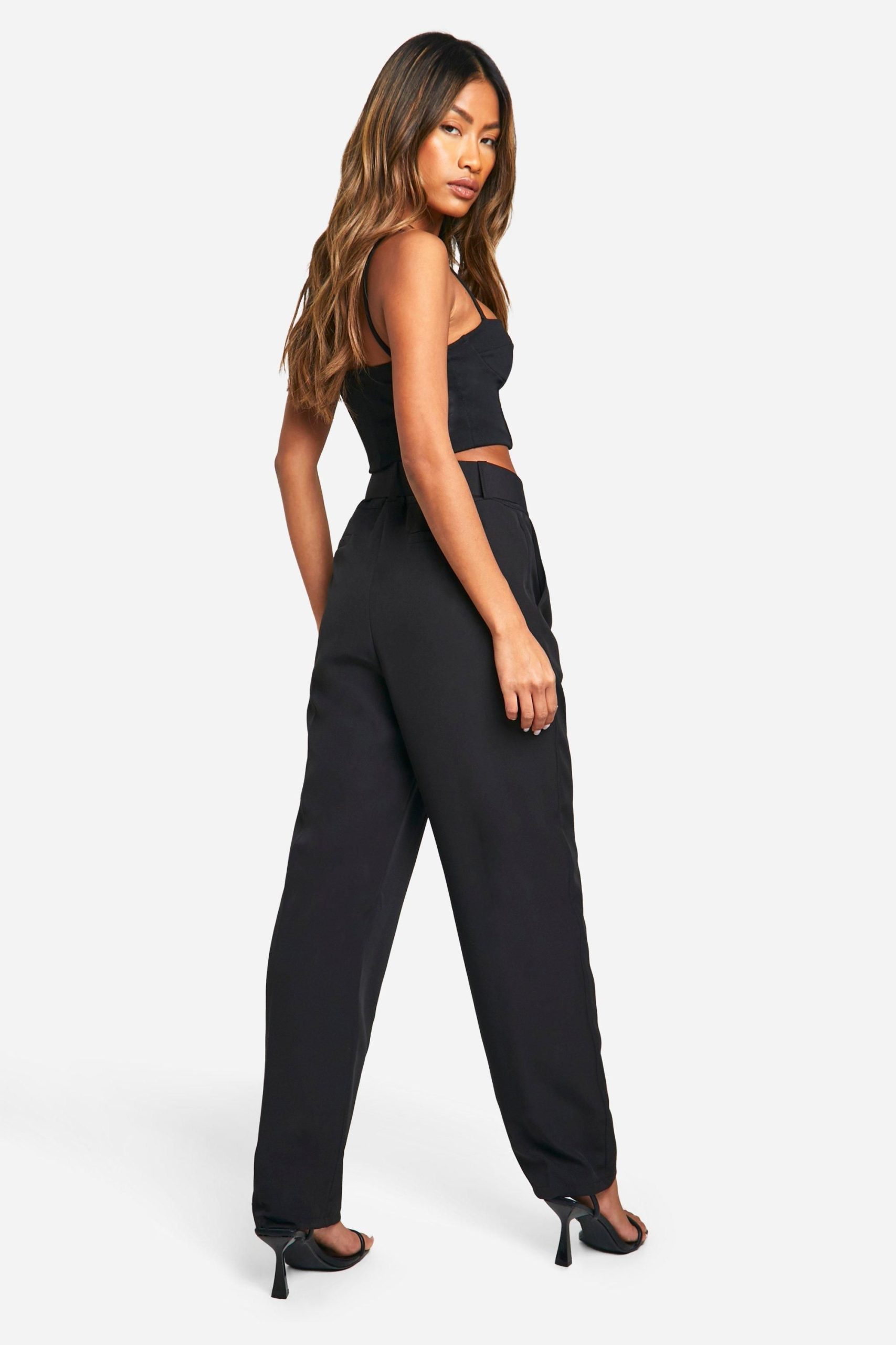 Self Fabric Belted Ankle Grazer Tapered Trouser - Image 2
