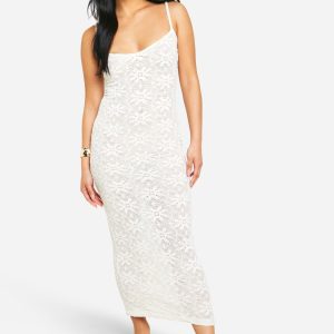 Petite Floral Knit Strappy Maxi Dress