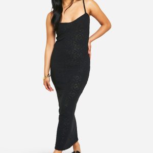 Petite Floral Knit Strappy Maxi Dress