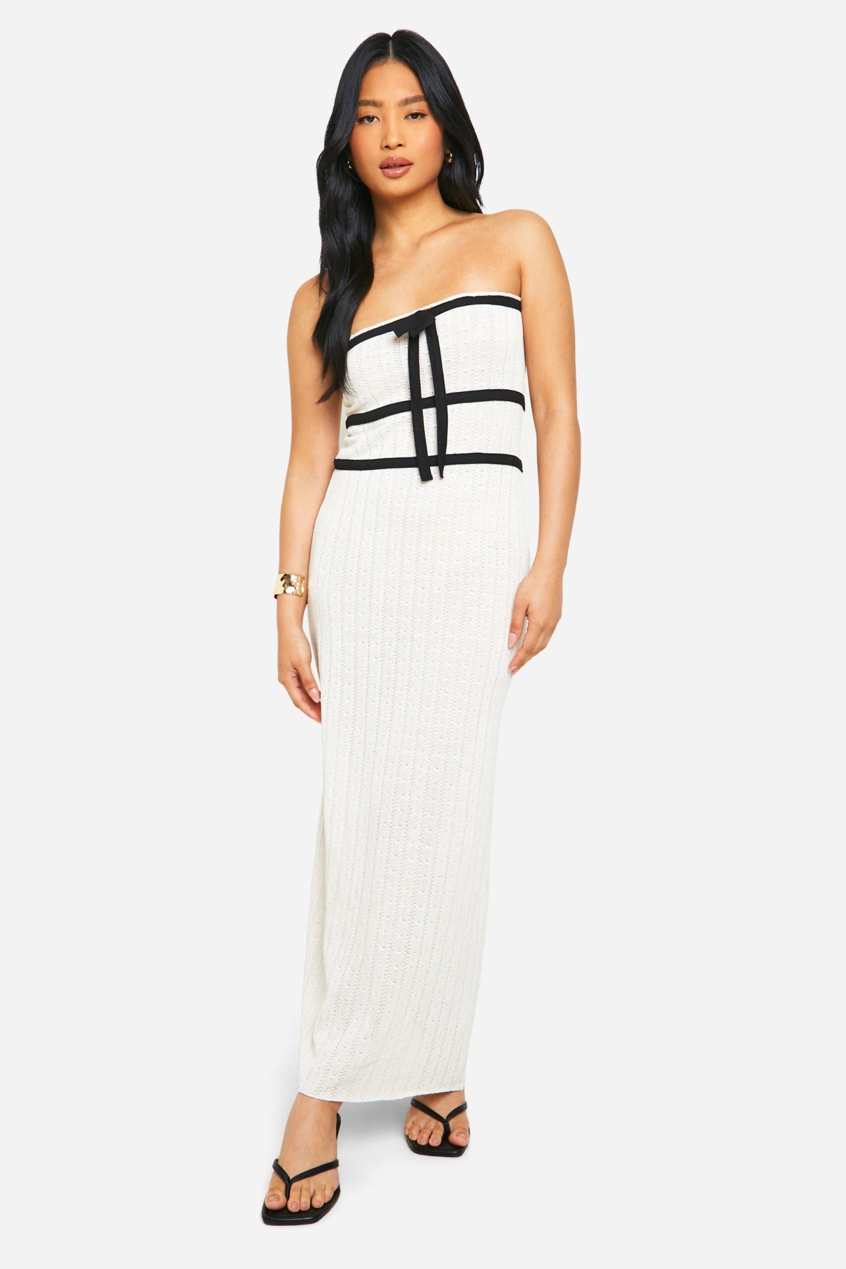 Petite Knit Contrast Binding Bandeau Maxi Dress