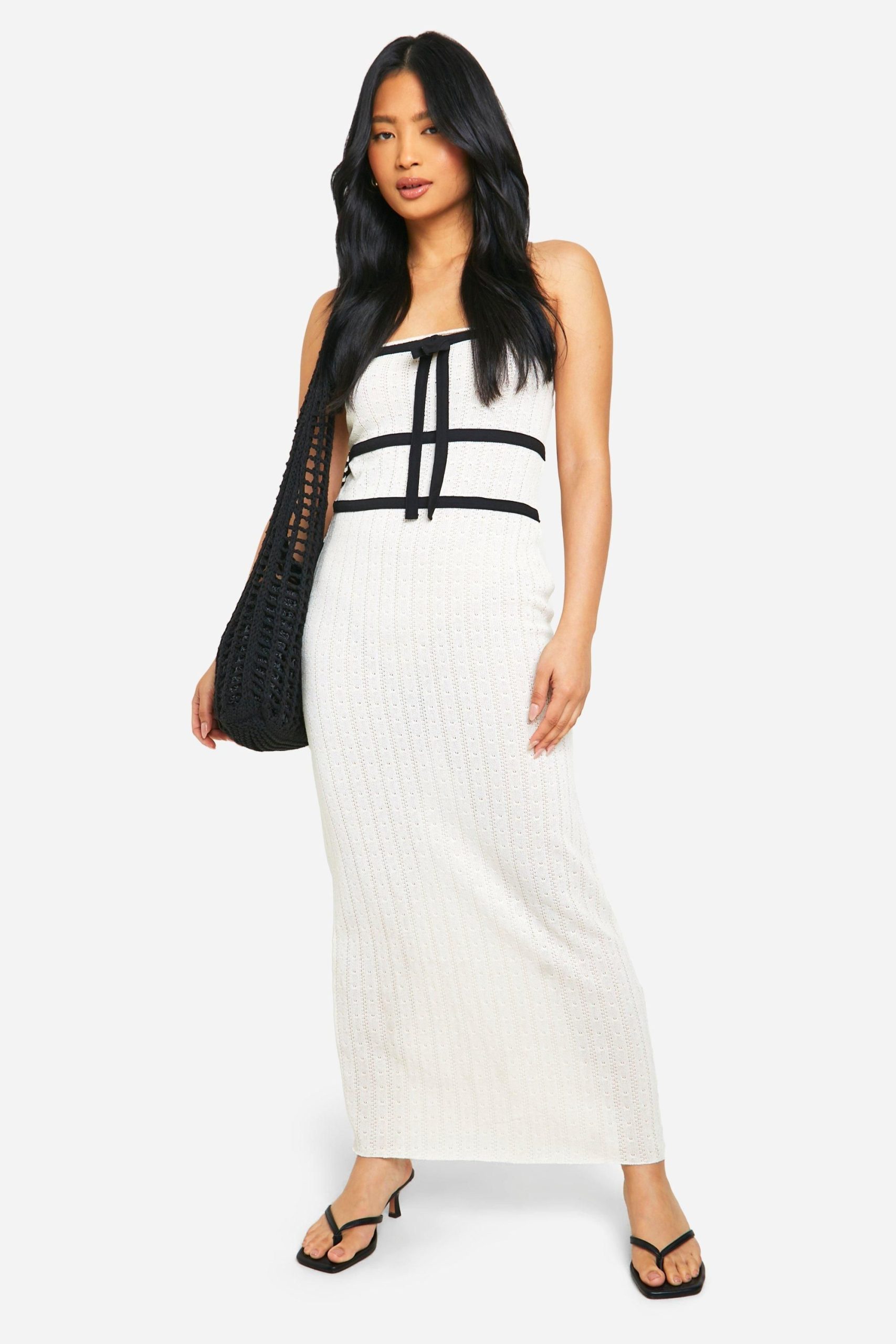 Petite Knit Contrast Binding Bandeau Maxi Dress - Image 3