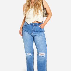 Plus Straight Leg Ripped Jean