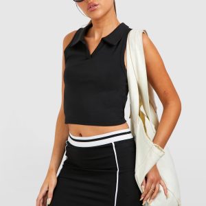 Active Fabric Contrast Waistband Piping Skirt