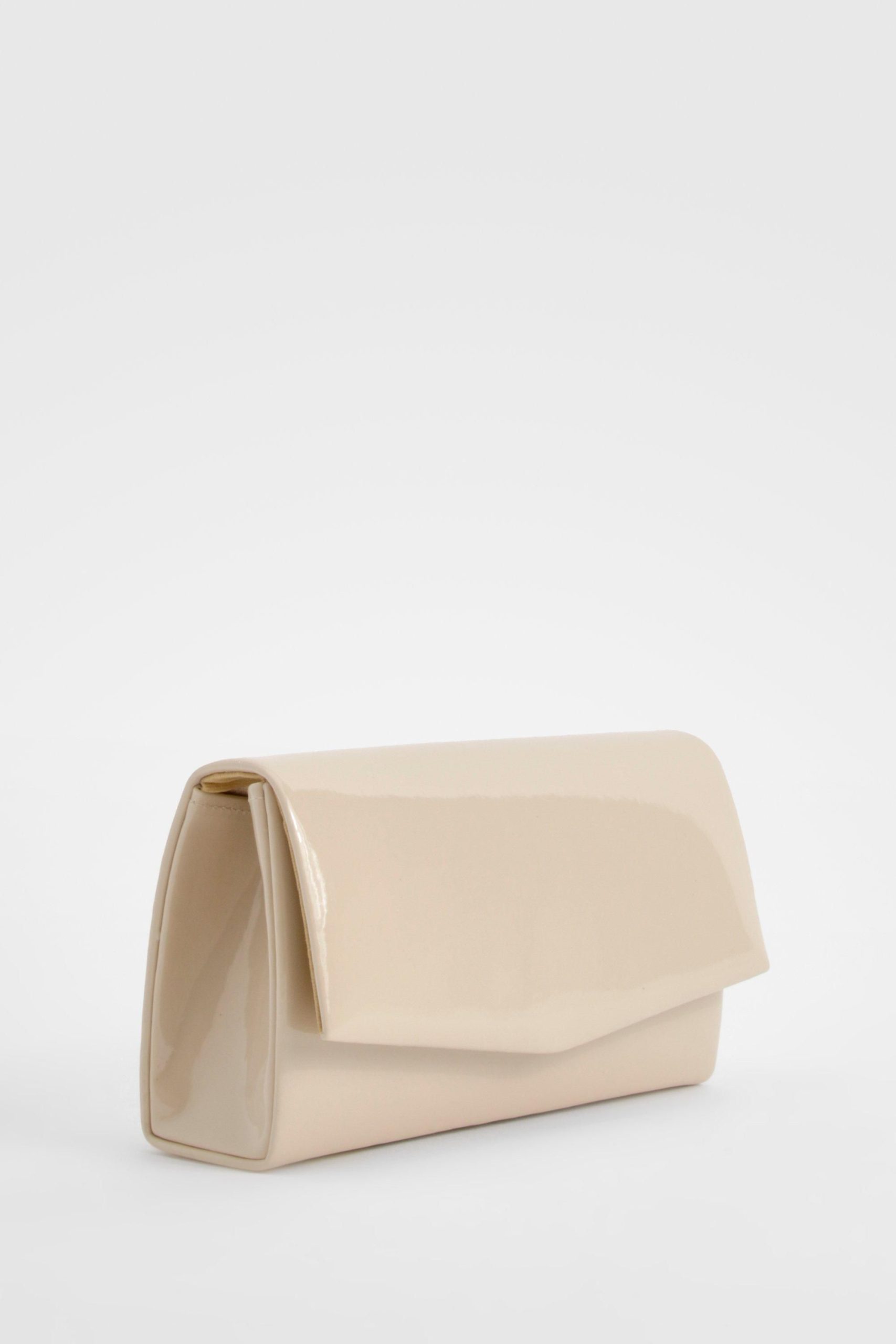 Structured Patent Clutch Bag & Chain - Image 3