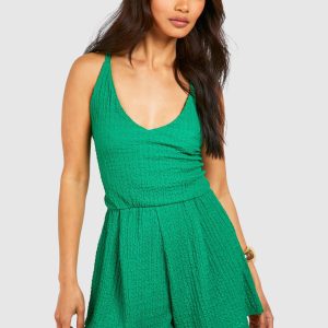 Textured Tie Back Flippy Playsuit