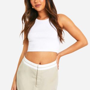Contrast Waist Tailored Skort