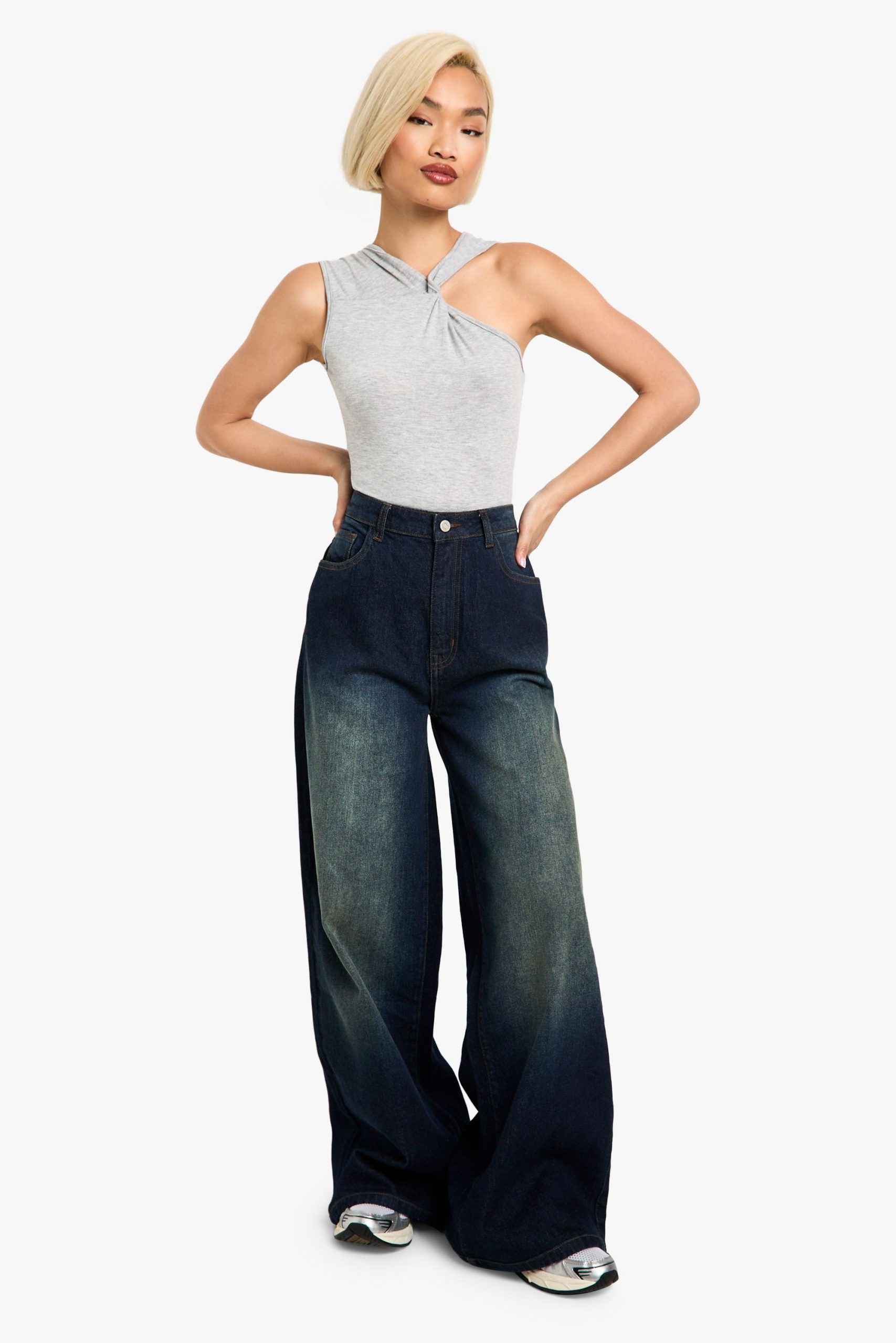 Twist Racer Neck Sleeveless Marl Bodysuit - Image 3