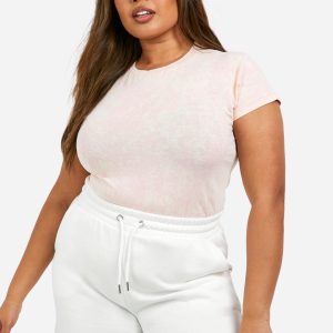 Plus Washed Crew Neck T-shirt