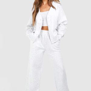 Button Through Cardigan Sweatshirt And Straight Leg Jogger Tracksuit
