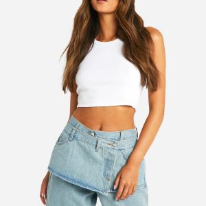 2 In 1 Overlay Denim Shorts