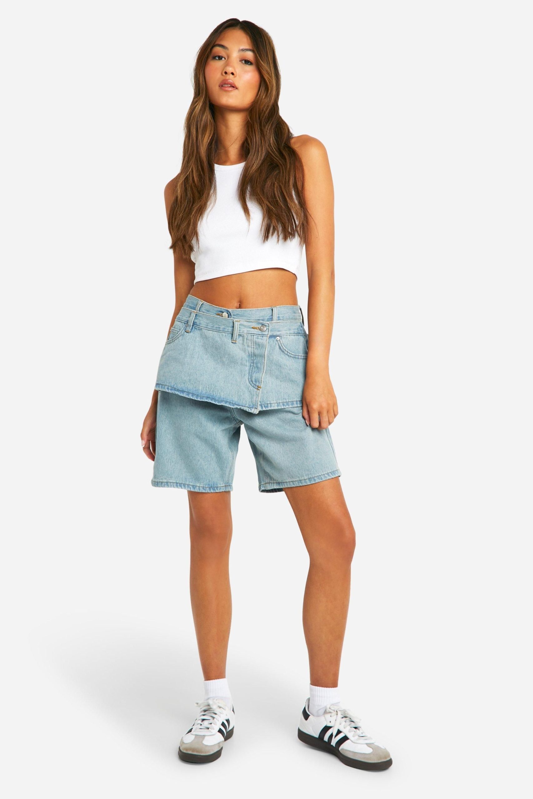 2 In 1 Overlay Denim Shorts - Image 3