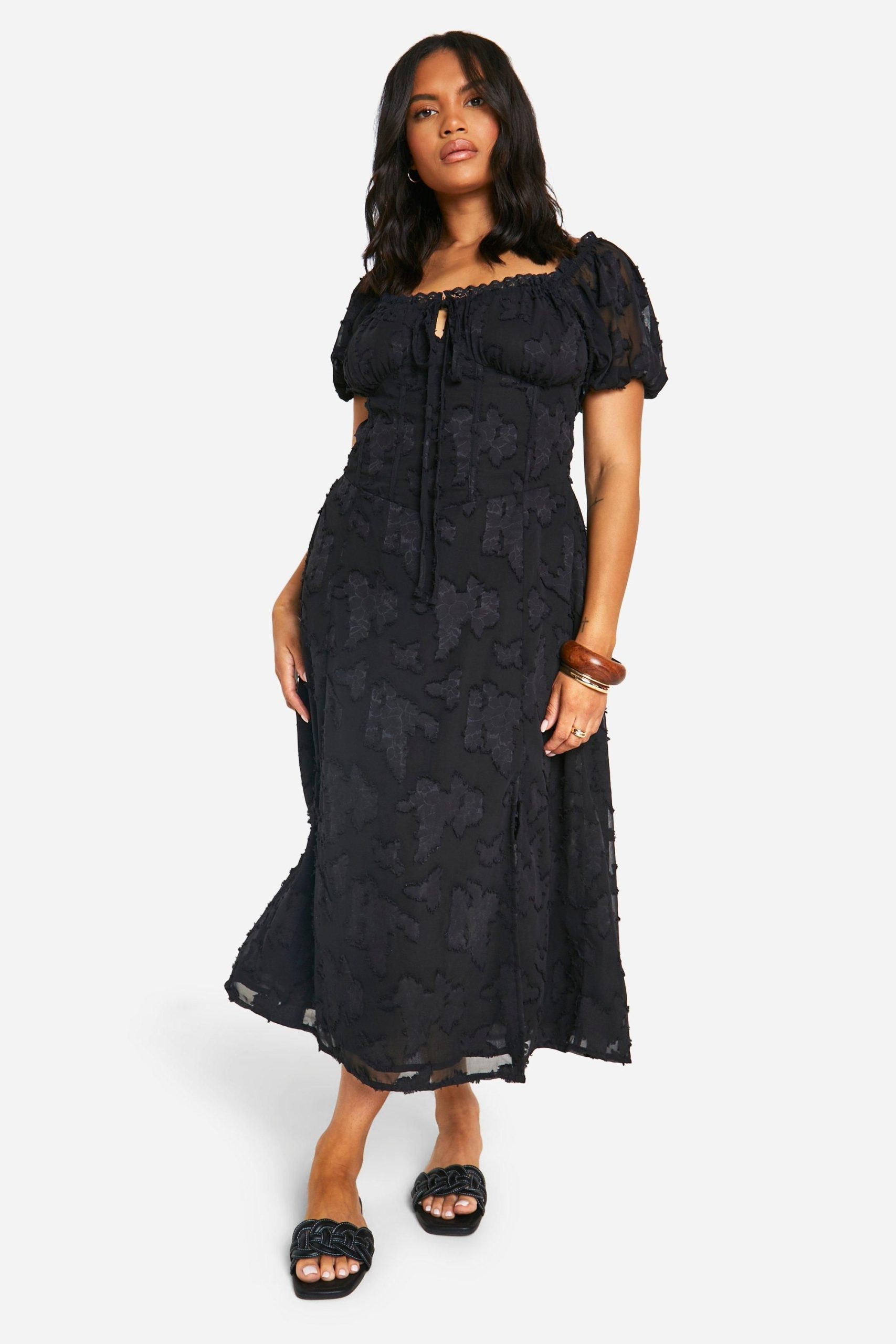 Plus Burnout Milkmaid Midi Dress - Image 3