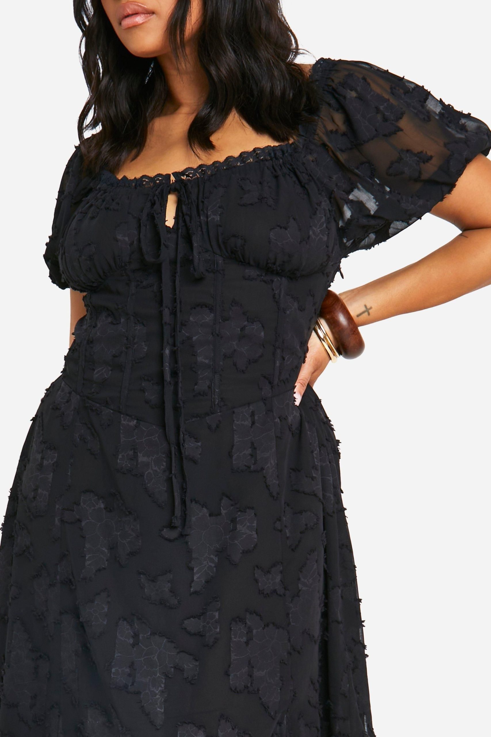 Plus Burnout Milkmaid Midi Dress - Image 4