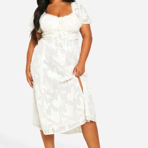 Plus Burnout Milkmaid Midi Dress