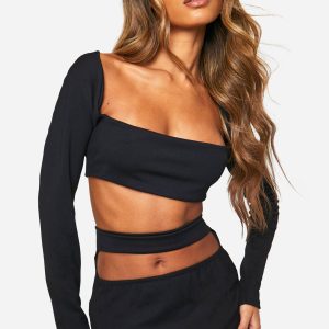 Rib Square Neck Super Crop Top