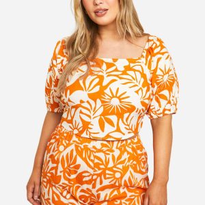 Plus Tropical Print Shorts