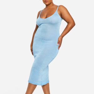 Plus Glitter Knitted Backless Midaxi Dress