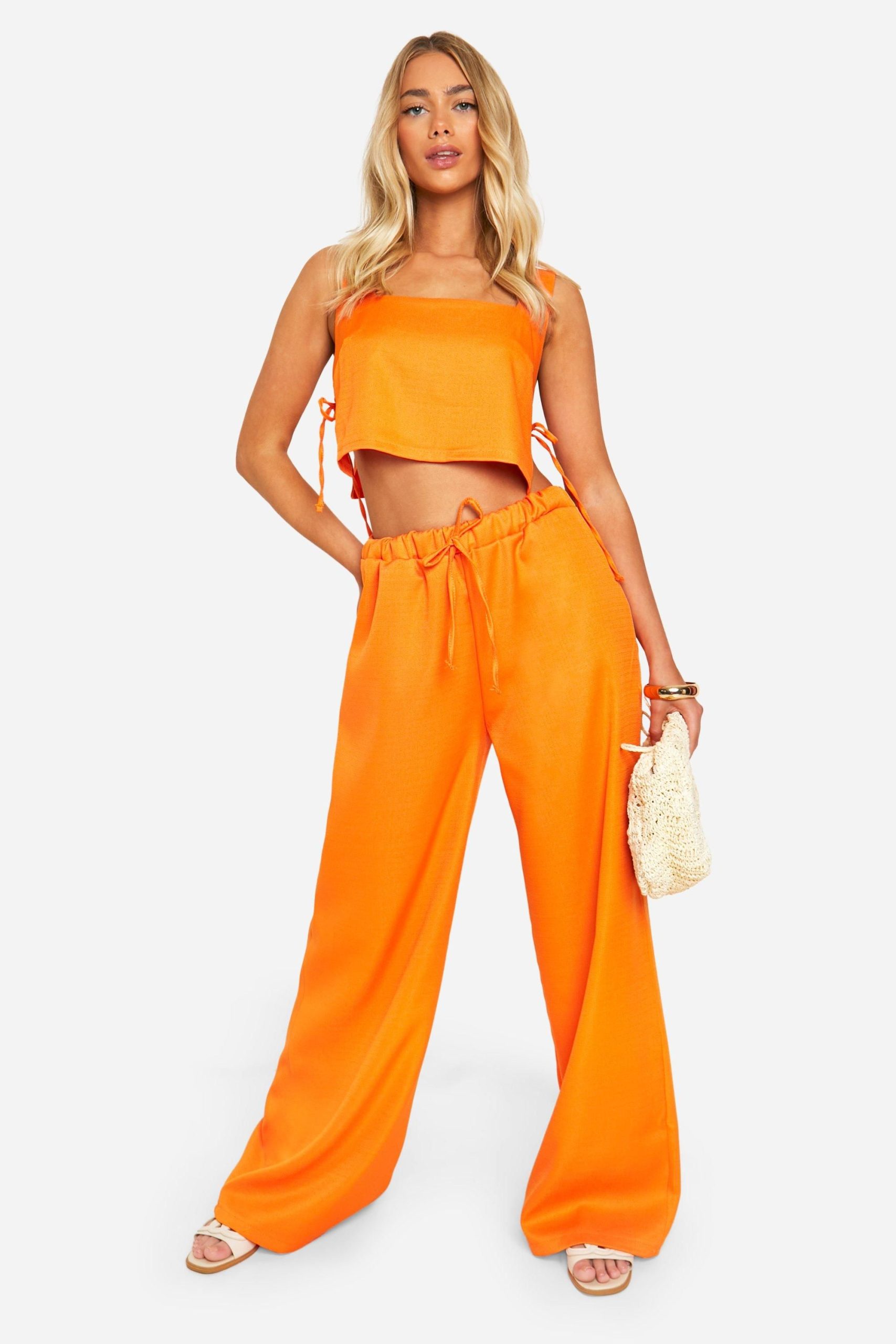 Textured Linen Look Tie Side Boxy Crop - Image 3
