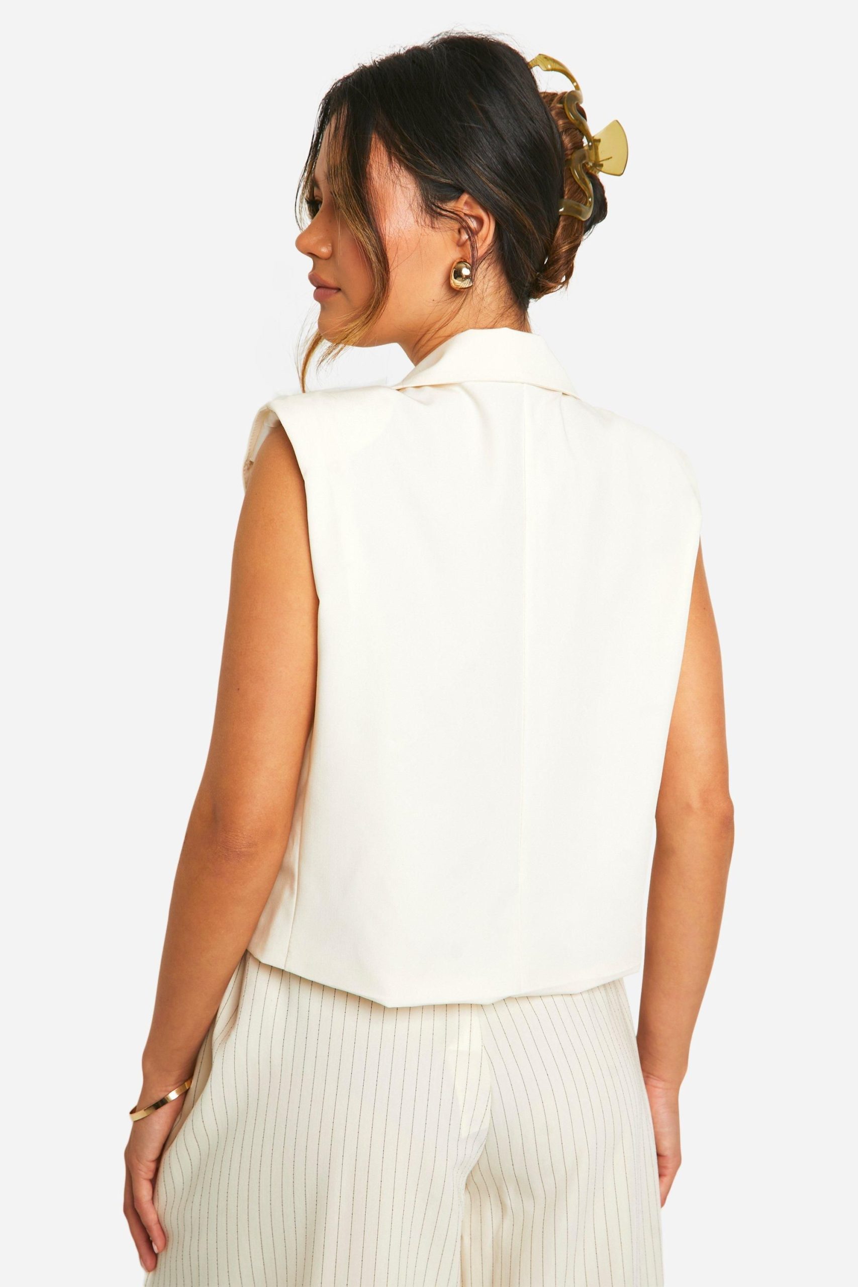 Boxy Cropped Longline Waistcoat - Image 2