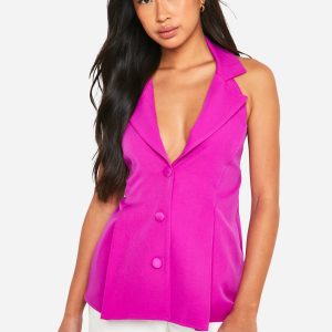 Pep Hem Seam Detail Bow Back Waistcoat
