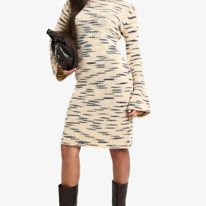 Premium Marl Knit Roll Neck Midi Dress