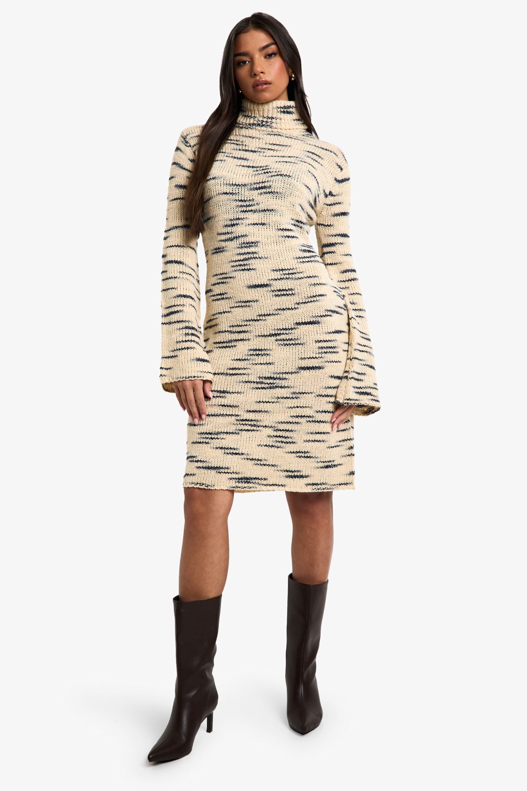 Premium Marl Knit Roll Neck Midi Dress - Image 3