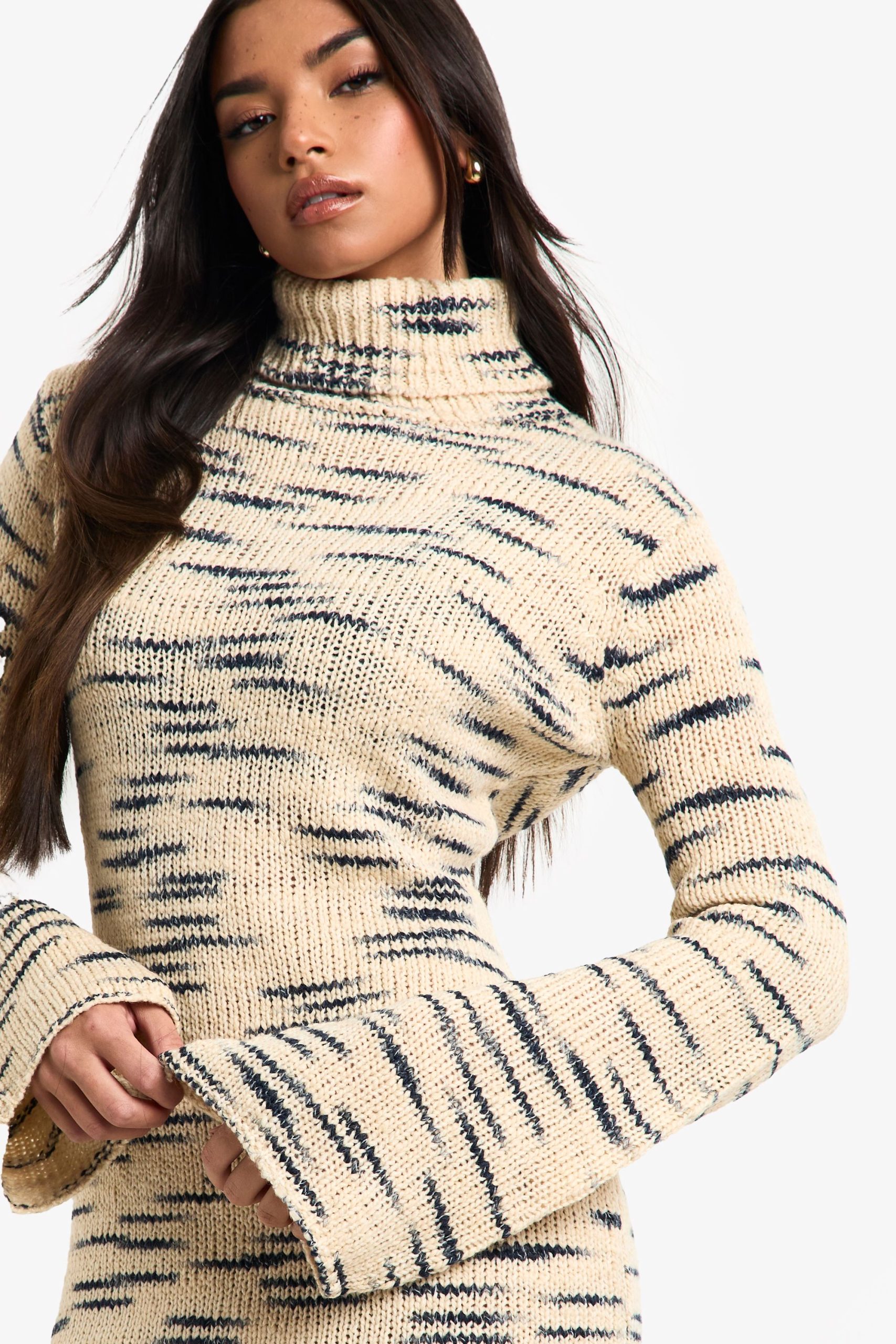 Premium Marl Knit Roll Neck Midi Dress - Image 4