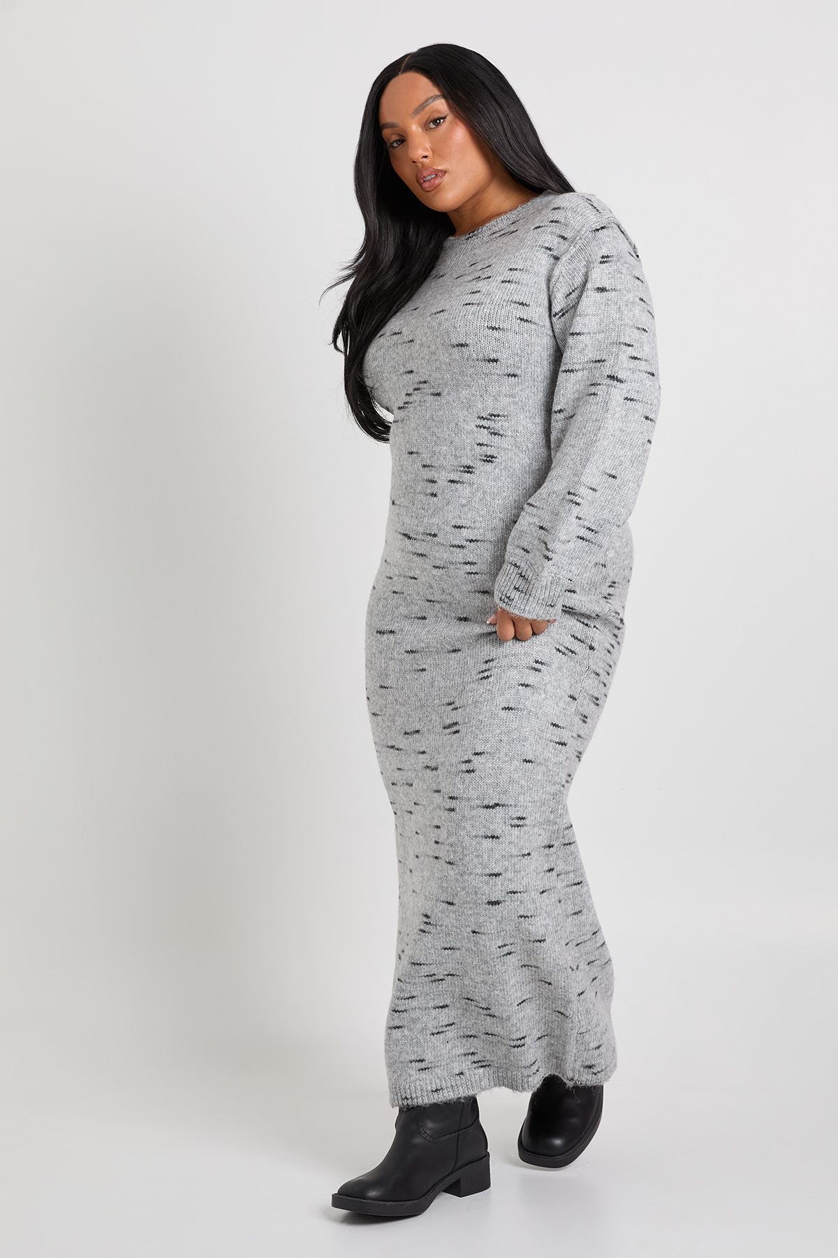 Plus Soft Knit Marl Knitted Maxi Dress - Image 3