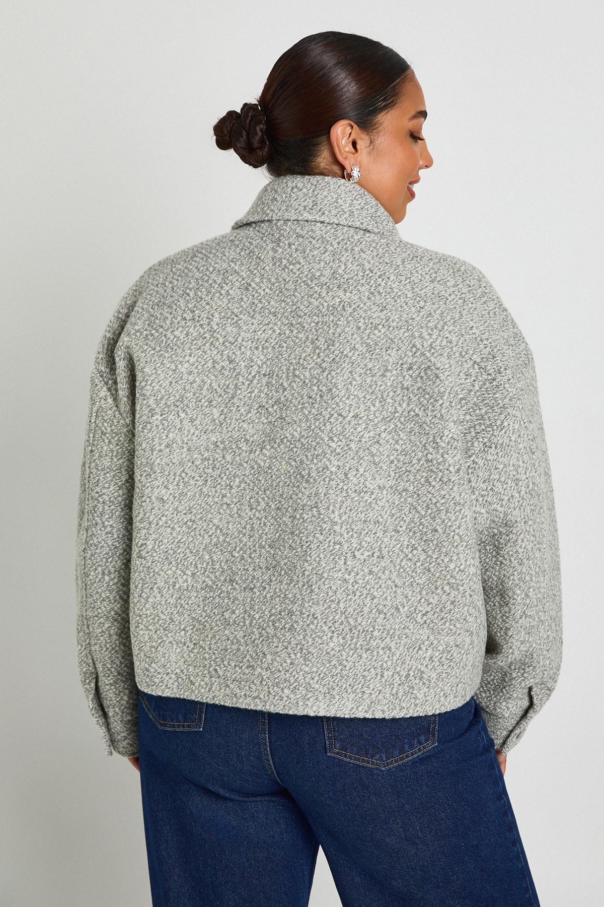 Plus Collared Boucle Wool Look Jacket - Image 2