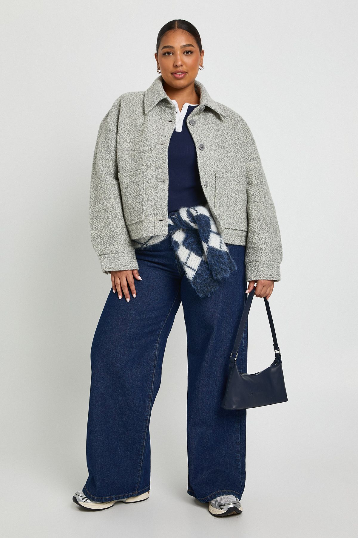 Plus Collared Boucle Wool Look Jacket - Image 3