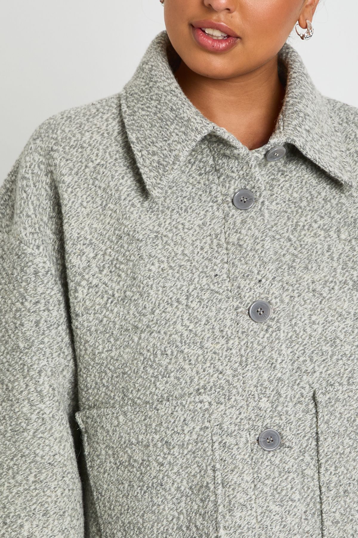 Plus Collared Boucle Wool Look Jacket - Image 4