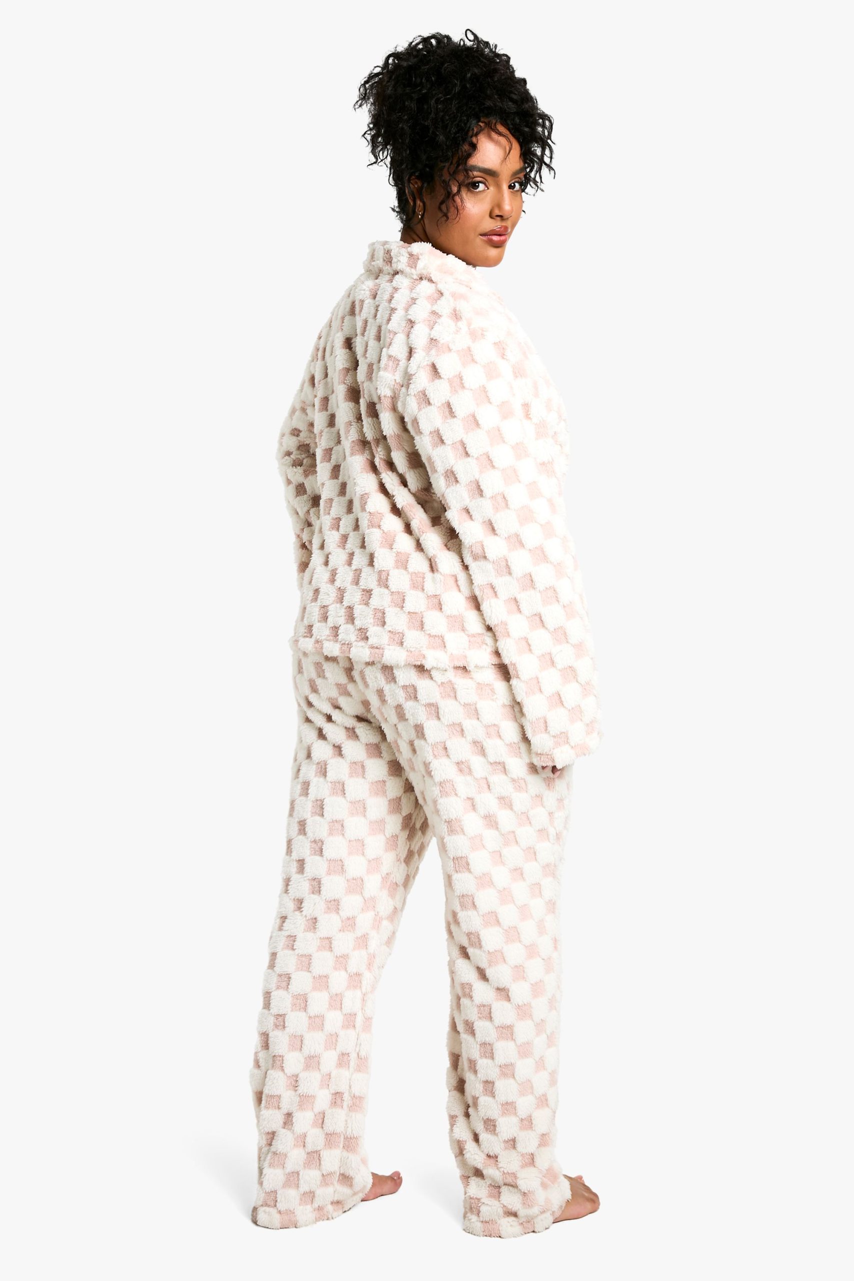 Plus Baby Pink Checkerboard Button Front Pj Set - Image 2
