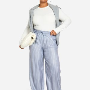 Plus Stripe Woven Drawstring Trousers